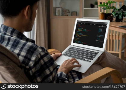 Software development programming on computer screen for modish application and program coding. Software development programming on computer screen for modish application