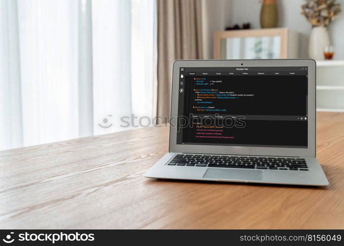 Software development programming on computer screen for modish application and program coding. Software development programming on computer screen for modish application