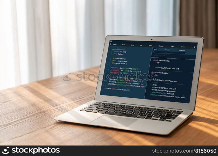 Software development programming on computer screen for modish application and program coding. Software development programming on computer screen for modish application