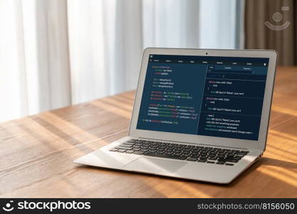 Software development programming on computer screen for modish application and program coding. Software development programming on computer screen for modish application