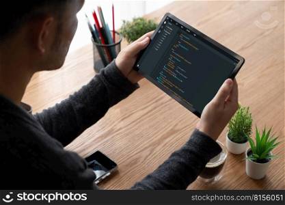 Software development programming on computer screen for modish application and program coding. Software development programming on computer screen for modish application