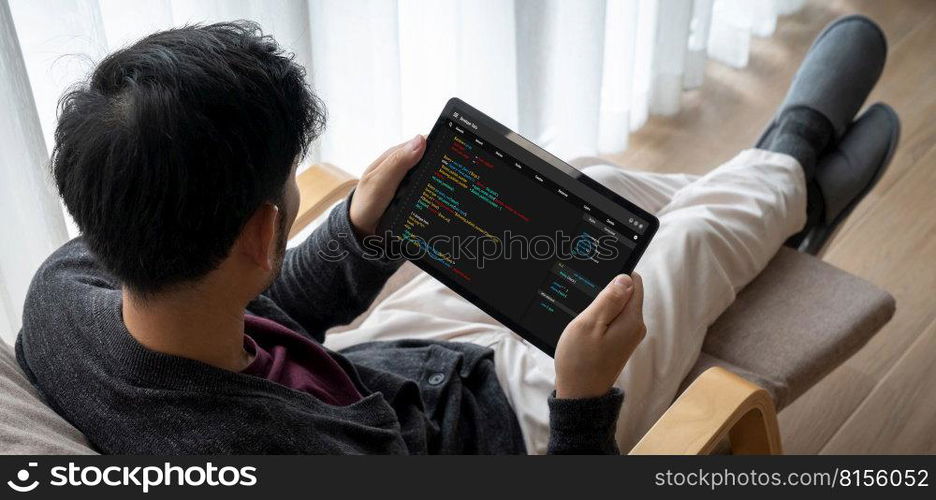 Software development programming on computer screen for modish application and program coding. Software development programming on computer screen for modish application
