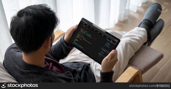 Software development programming on computer screen for modish application and program coding. Software development programming on computer screen for modish application