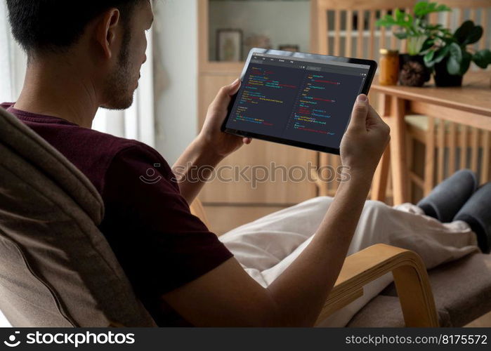 Software development programming on computer screen for modish application and program coding. Software development programming on computer screen for modish application