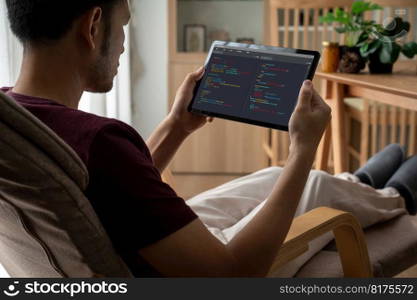 Software development programming on computer screen for modish application and program coding. Software development programming on computer screen for modish application