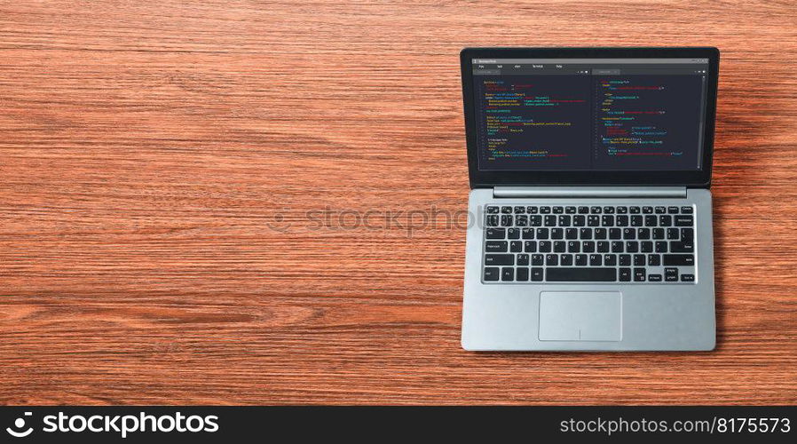 Software development programming on computer screen for modish application and program coding. Software development programming on computer screen for modish application
