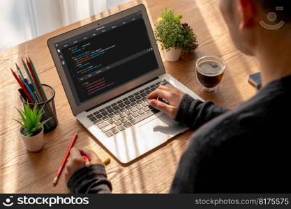 Software development programming on computer screen for modish application and program coding. Software development programming on computer screen for modish application