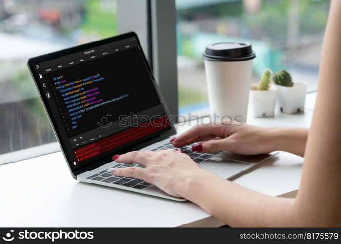 Software development programming on computer screen for modish application and program coding. Software development programming on computer screen for modish application