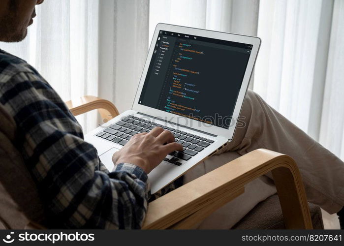 Software development programming on computer screen for modish application and program coding. Software development programming on computer screen for modish application