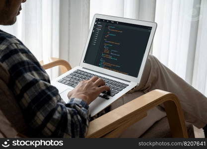 Software development programming on computer screen for modish application and program coding. Software development programming on computer screen for modish application