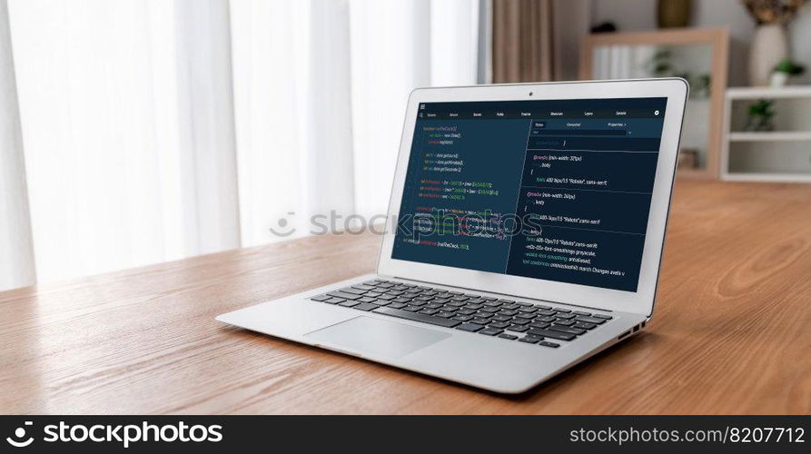 Software development programming on computer screen for modish application and program coding. Software development programming on computer screen for modish application