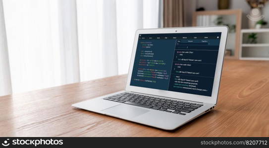 Software development programming on computer screen for modish application and program coding. Software development programming on computer screen for modish application
