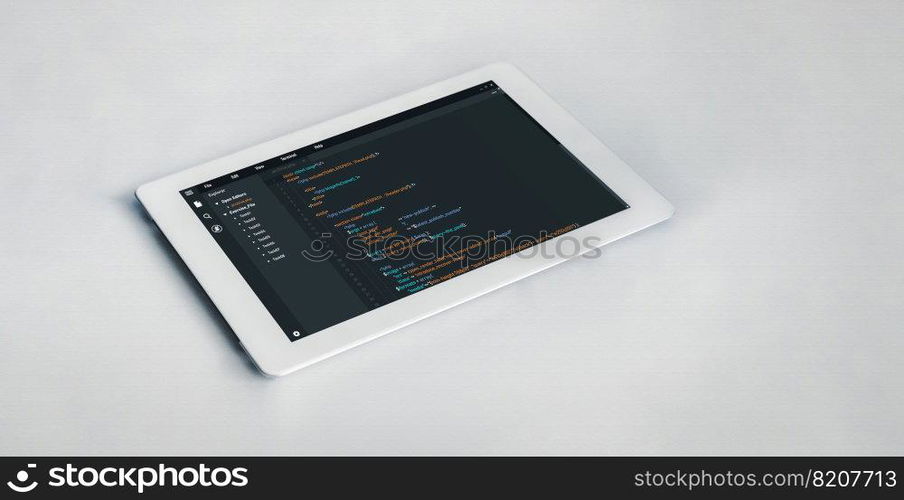 Software development programming on computer screen for modish application and program coding. Software development programming on computer screen for modish application
