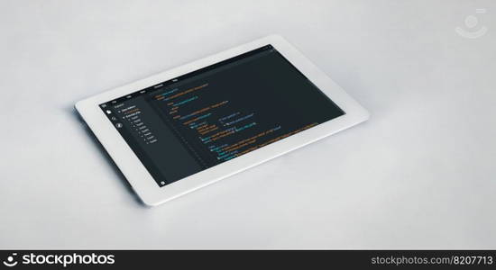 Software development programming on computer screen for modish application and program coding. Software development programming on computer screen for modish application