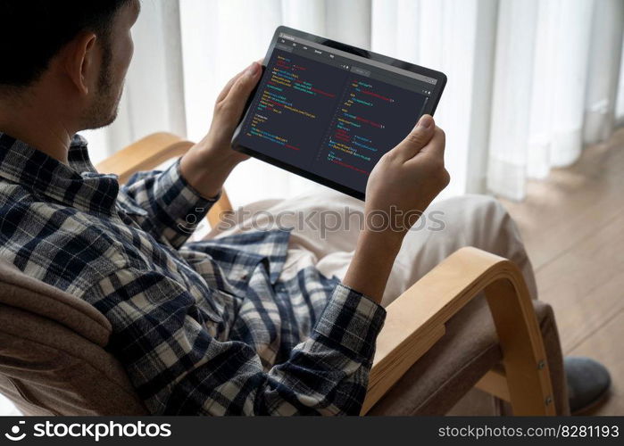 Software development programming on computer screen for modish application and program coding. Software development programming on computer screen for modish application