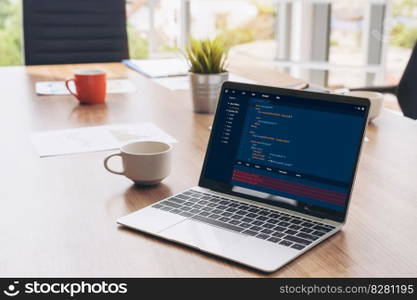Software development programming on computer screen for modish application and program coding. Software development programming on computer screen for modish application