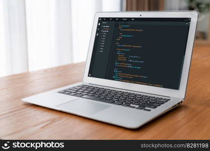 Software development programming on computer screen for modish application and program coding. Software development programming on computer screen for modish application
