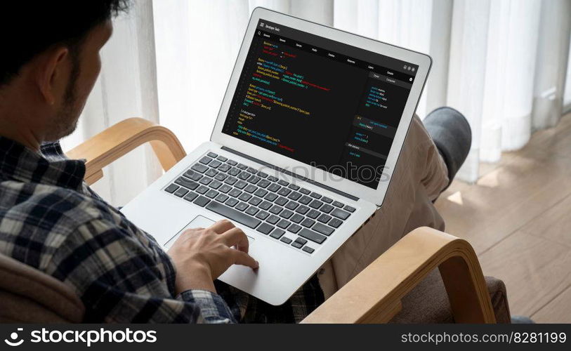 Software development programming on computer screen for modish application and program coding. Software development programming on computer screen for modish application