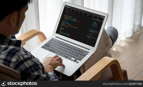 Software development programming on computer screen for modish application and program coding. Software development programming on computer screen for modish application