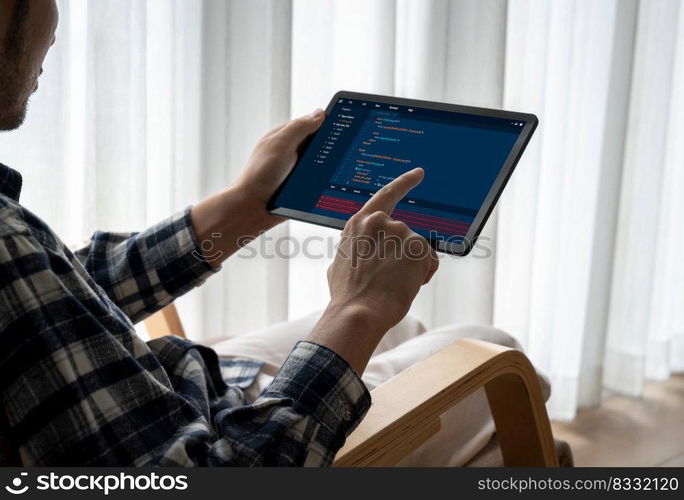 Software development programming on computer screen for modish application and program coding. Software development programming on computer screen for modish application