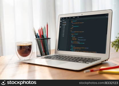 Software development programming on computer screen for modish application and program coding. Software development programming on computer screen for modish application