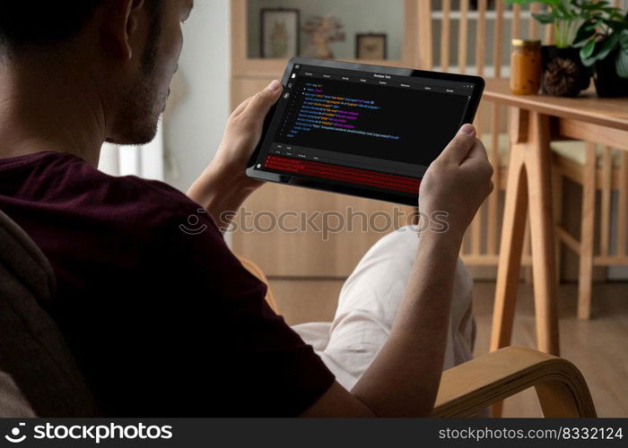 Software development programming on computer screen for modish application and program coding. Software development programming on computer screen for modish application
