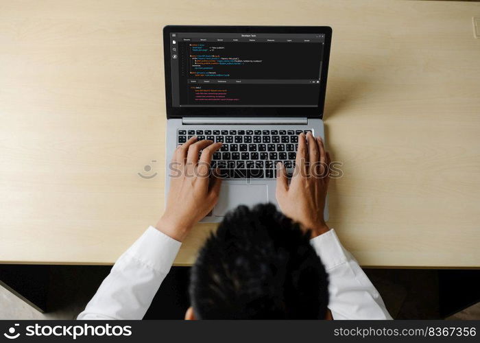 Software development programming on computer screen for modish application and program coding. Software development programming on computer screen for modish application