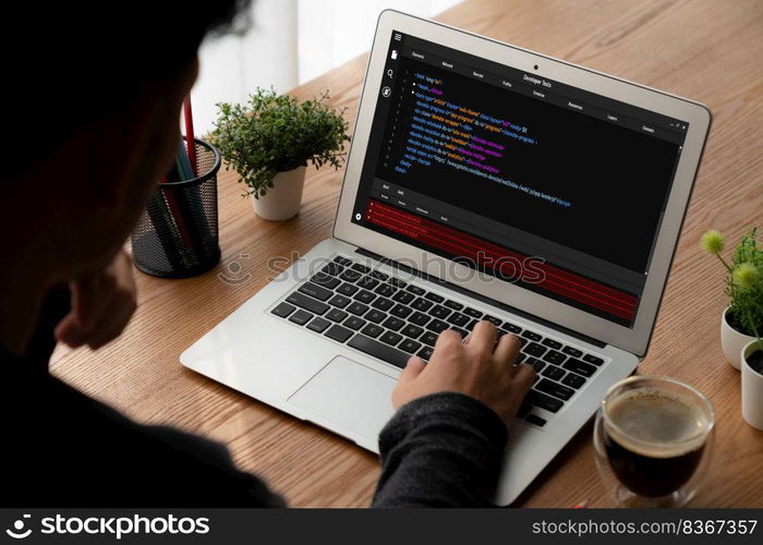 Software development programming on computer screen for modish application and program coding. Software development programming on computer screen for modish application