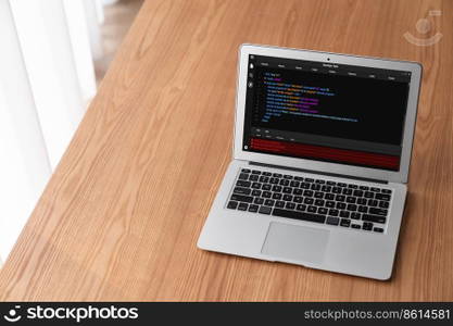 Software development programming on computer screen for modish application and program coding. Software development programming on computer screen for modish application