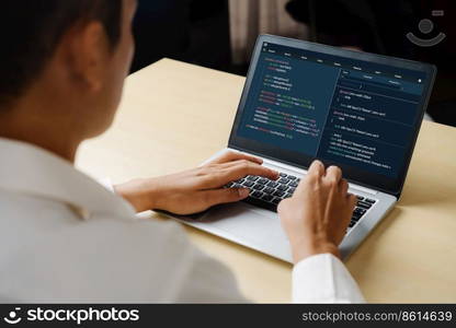 Software development programming on computer screen for modish application and program coding. Software development programming on computer screen for modish application