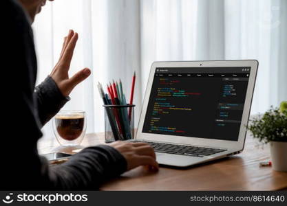 Software development programming on computer screen for modish application and program coding. Software development programming on computer screen for modish application