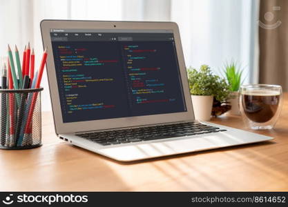 Software development programming on computer screen for modish application and program coding. Software development programming on computer screen for modish application
