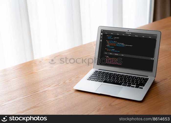 Software development programming on computer screen for modish application and program coding. Software development programming on computer screen for modish application