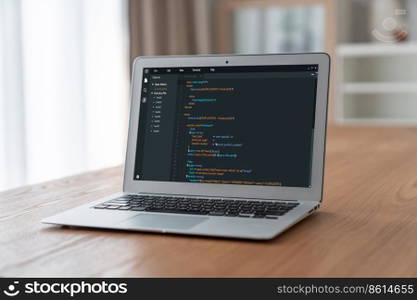 Software development programming on computer screen for modish application and program coding. Software development programming on computer screen for modish application