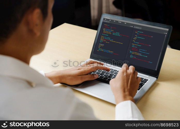 Software development programming on computer screen for modish application and program coding. Software development programming on computer screen for modish application