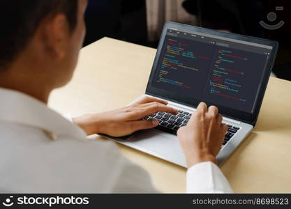 Software development programming on computer screen for modish application and program coding. Software development programming on computer screen for modish application