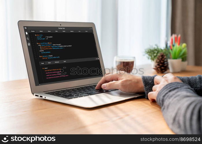 Software development programming on computer screen for modish application and program coding. Software development programming on computer screen for modish application