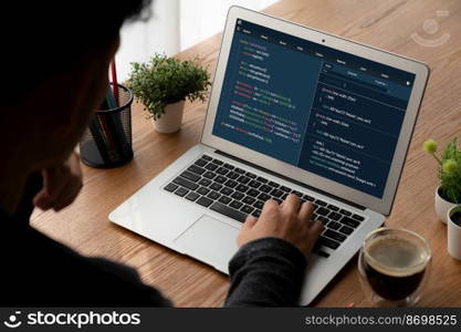 Software development programming on computer screen for modish application and program coding. Software development programming on computer screen for modish application
