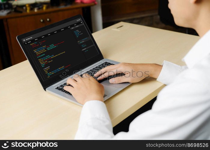Software development programming on computer screen for modish application and program coding. Software development programming on computer screen for modish application