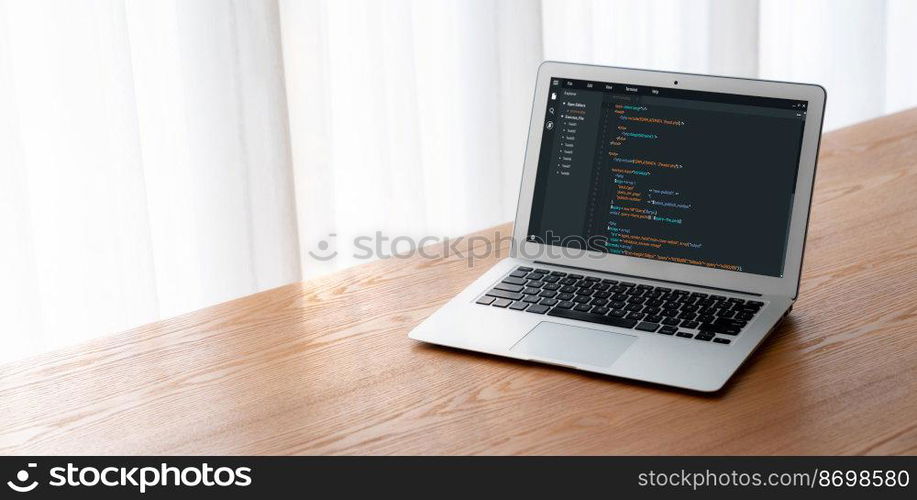 Software development programming on computer screen for modish application and program coding. Software development programming on computer screen for modish application