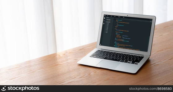 Software development programming on computer screen for modish application and program coding. Software development programming on computer screen for modish application