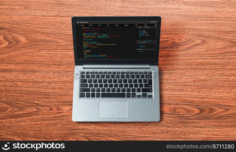 Software development programming on computer screen for modish application and program coding. Software development programming on computer screen for modish application