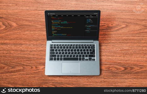 Software development programming on computer screen for modish application and program coding. Software development programming on computer screen for modish application