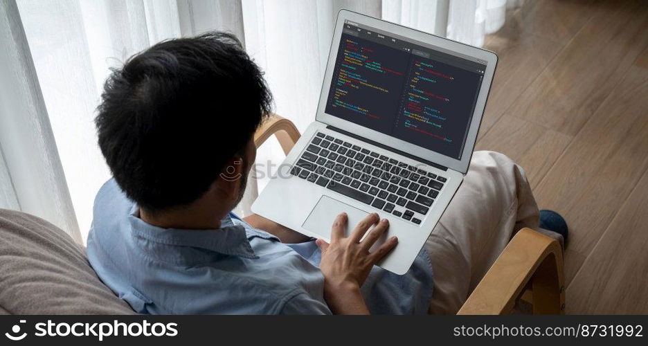 Software development programming on computer screen for modish application and program coding. Software development programming on computer screen for modish application