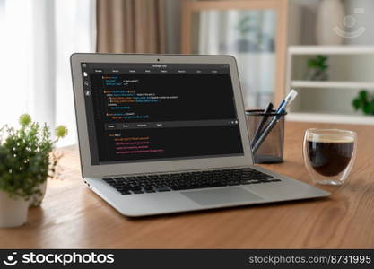 Software development programming on computer screen for modish application and program coding. Software development programming on computer screen for modish application