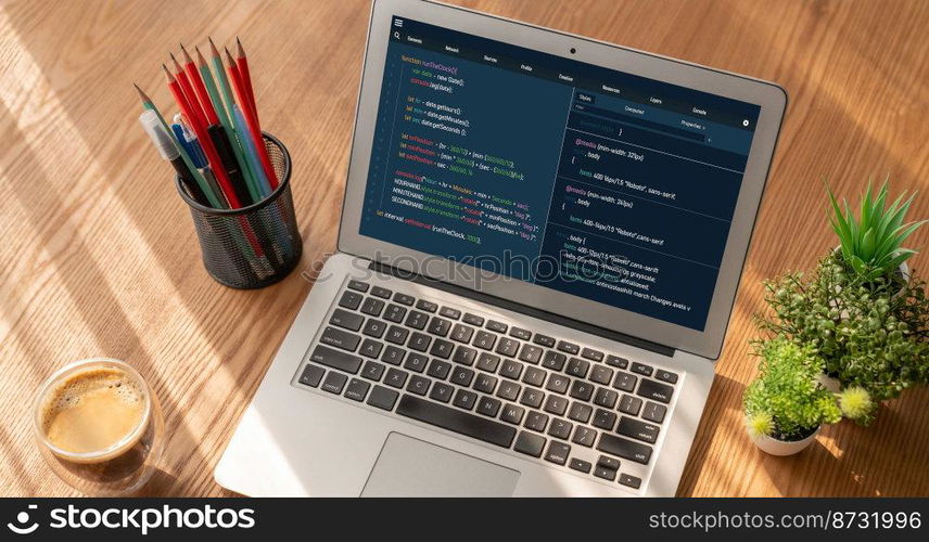 Software development programming on computer screen for modish application and program coding. Software development programming on computer screen for modish application