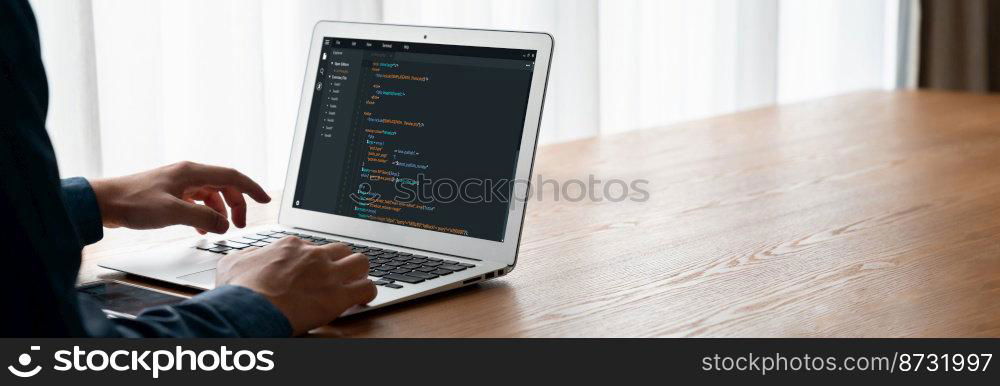 Software development programming on computer screen for modish application and program coding. Software development programming on computer screen for modish application