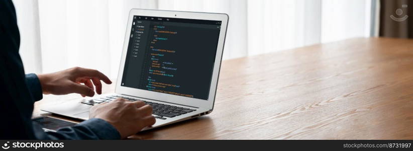 Software development programming on computer screen for modish application and program coding. Software development programming on computer screen for modish application