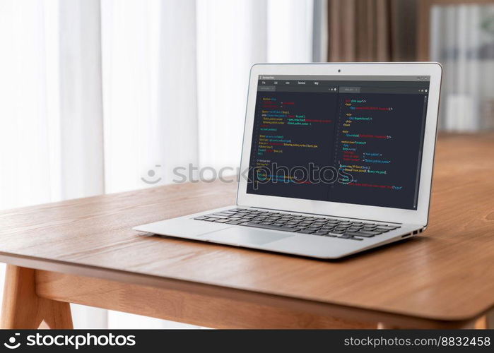 Software development programming on computer screen for modish application and program coding. Software development programming on computer screen for modish application