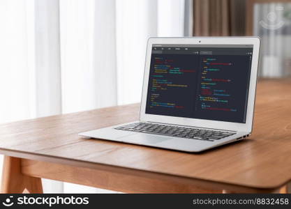 Software development programming on computer screen for modish application and program coding. Software development programming on computer screen for modish application